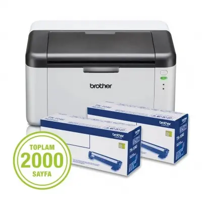 Brother HL-1211W Mono Lazer Yazıcı + 2 adet Orjinal Tonerli 